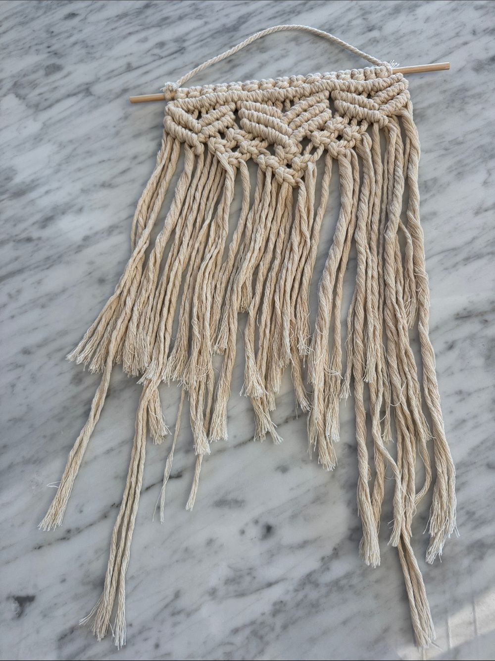 Cream Macramé Wall Hanging in Natural Cotton. Handmade